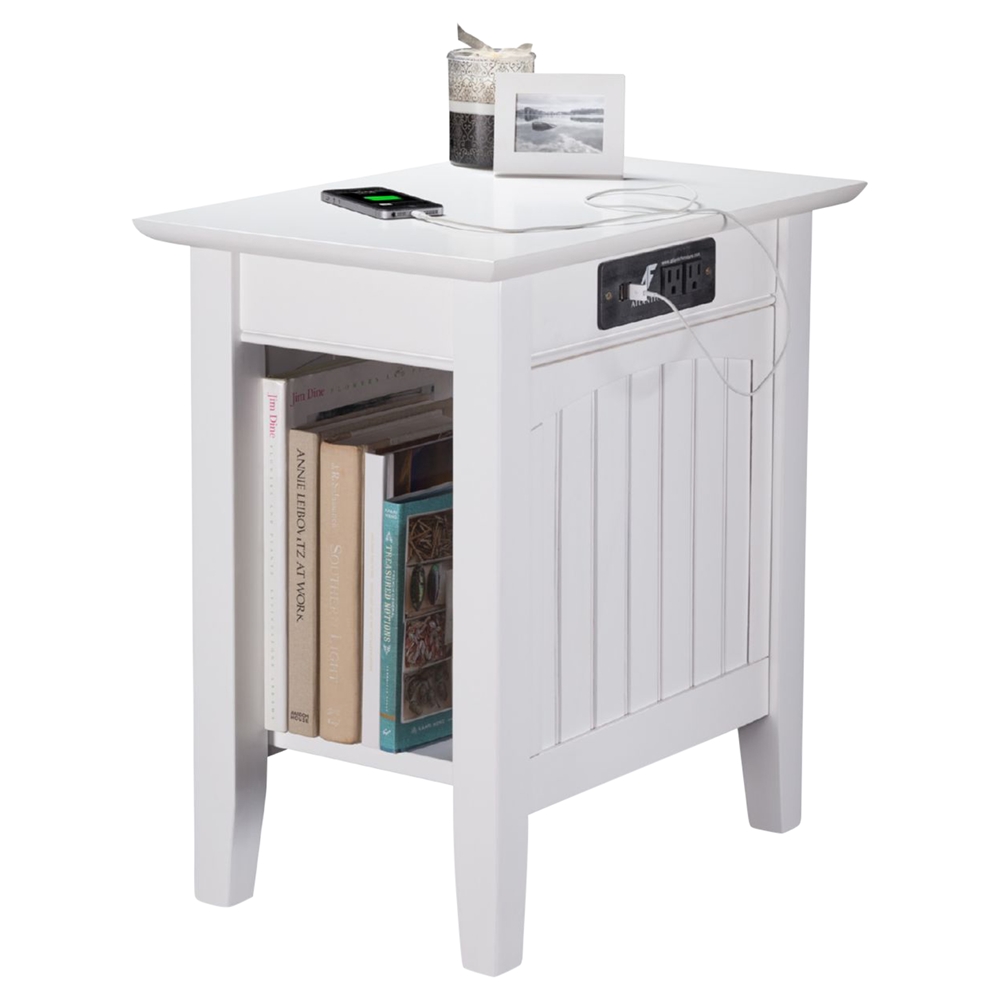 Nantucket Chair Side Table - Rectangular, Charging Station | DCG Stores