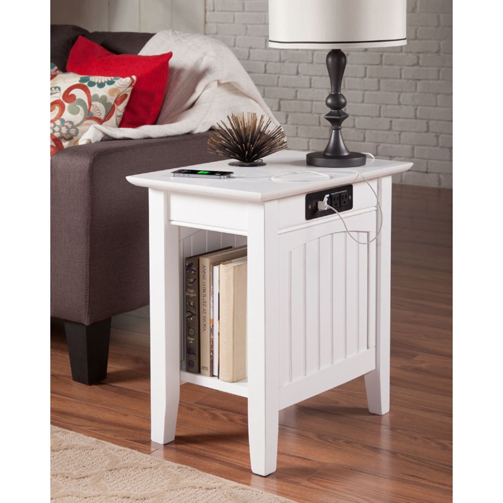 Nantucket Chair Side Table - Rectangular, Charging Station | DCG Stores