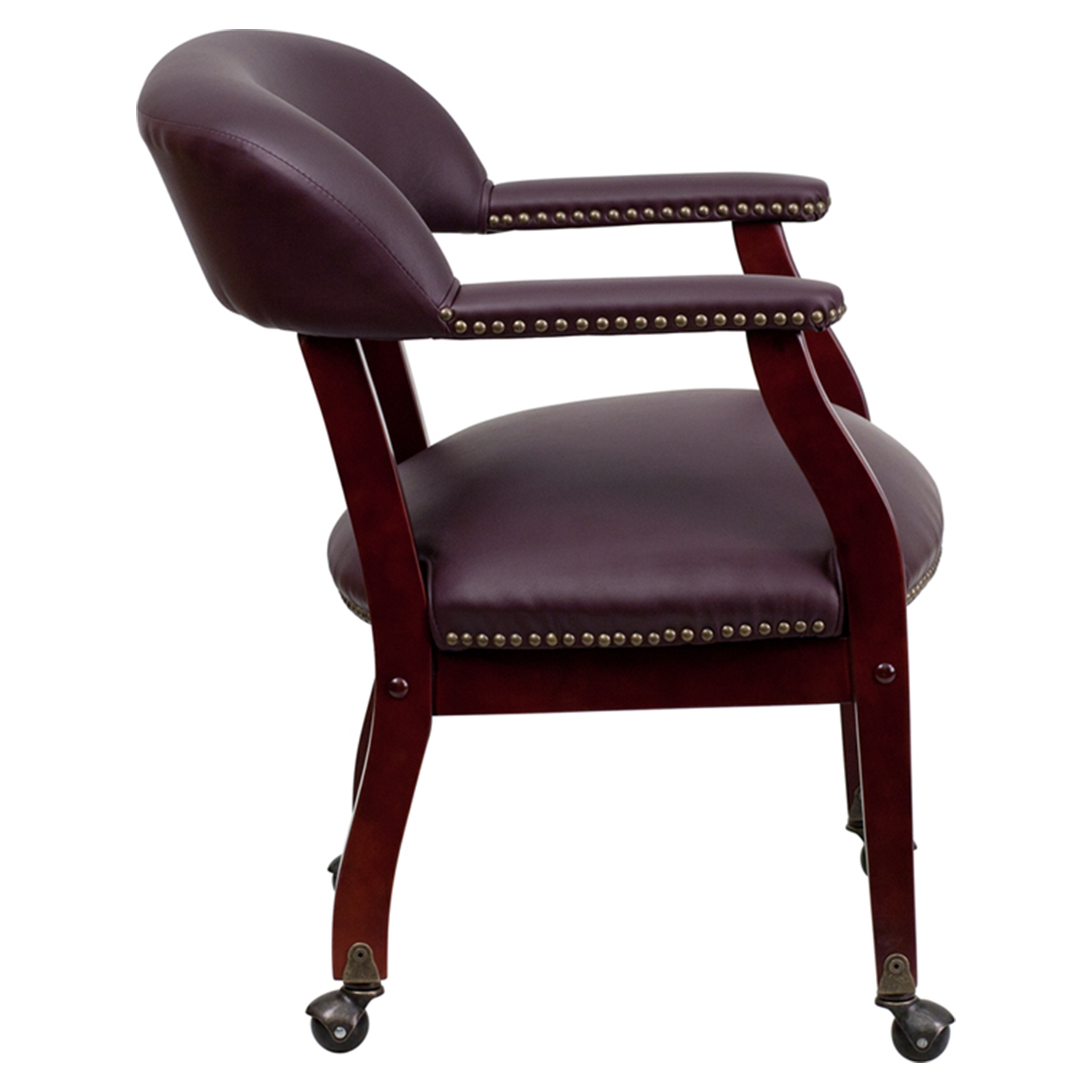 Top Grain Leather Conference Chair - Casters, Burgundy | DCG Stores