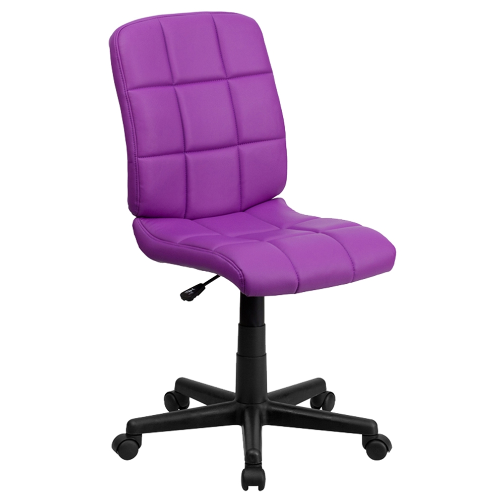 Quilted Faux Leather Task Chair - Mid Back, Swivel, Purple | DCG Stores