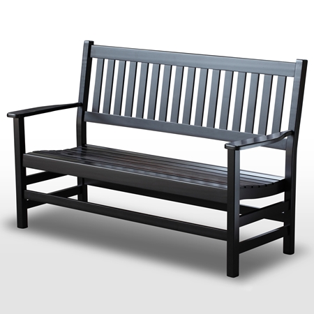 Plantation 61'' Slatted Wood Bench - Black Paint DCG Stores