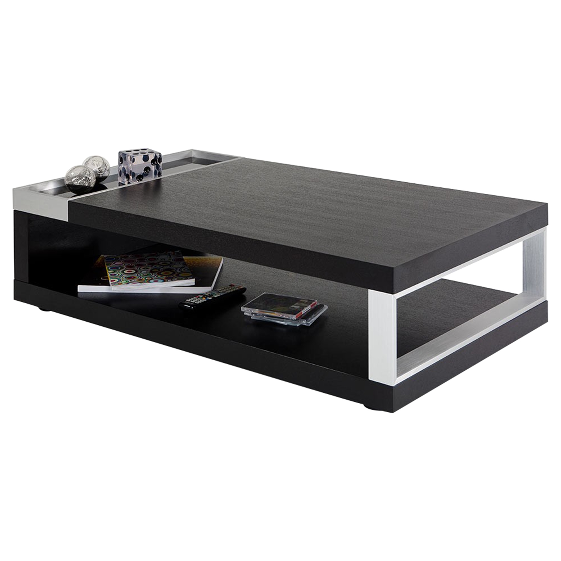 black rectangle coffee table with storage