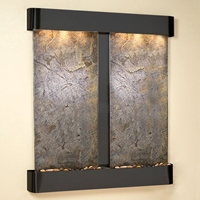 Cottonwood Falls Blackened Copper Frame Wall Fountain in Green Featherstone