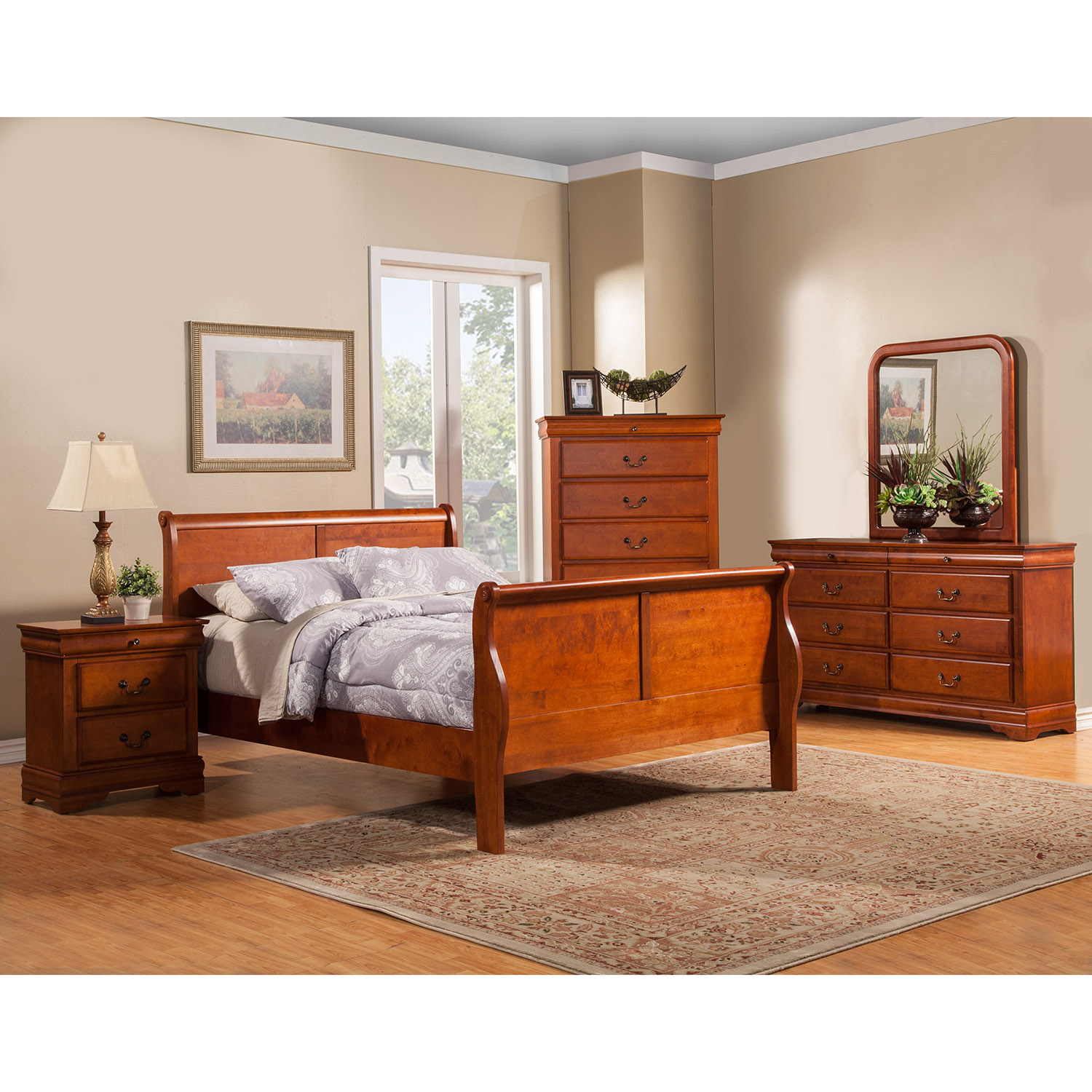 B4937 Louis Phillipe Full Cherry Bedroom Set — Unique Home Furniture Post  Oak