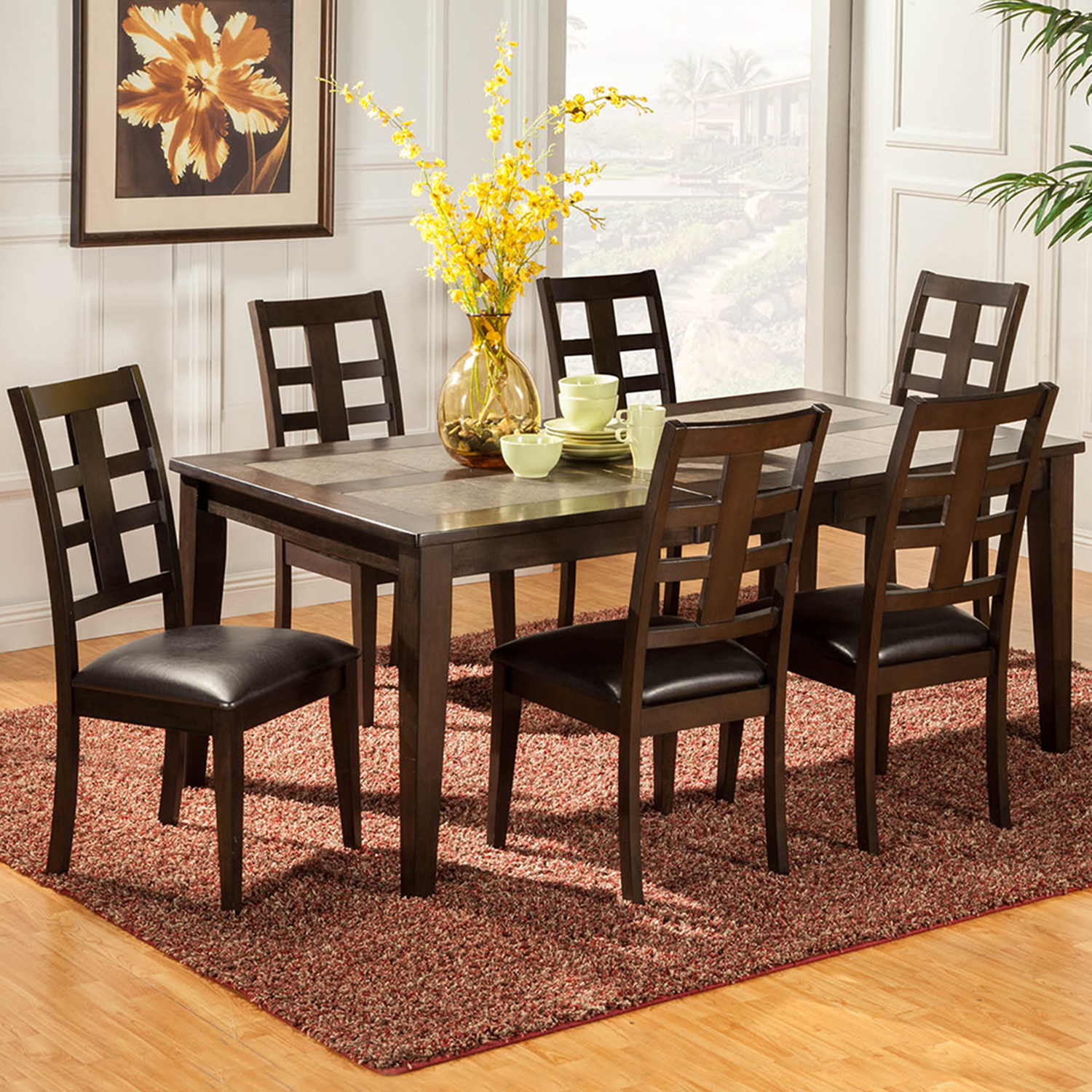 7 piece walnut dining set