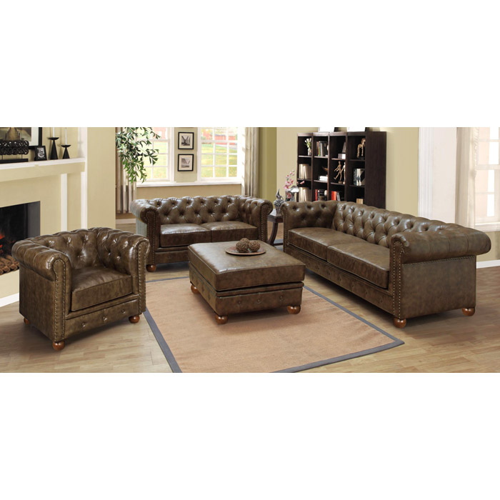 Winston Chesterfield Style Leather Sofa | DCG Stores