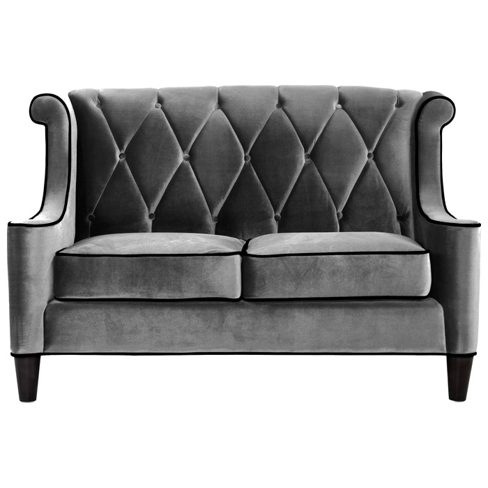 Barrister Velvet Fabric Loveseat with Button Tufting | DCG Stores