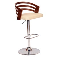 Adele Adjustable Swivel Barstool - Cream Seat, Chrome Base