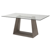 Bravo Contemporary Dining Table - Dark Sonoma, Clear Glass