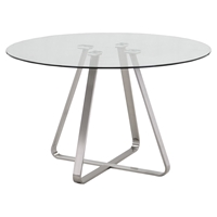 Cameo Modern Dining Table - Glass Top, Stainless Steel