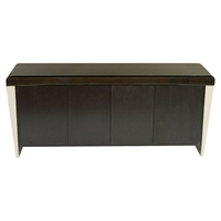 Chow Contemporary Buffet Table - Stainless Steel, Black Marble Top