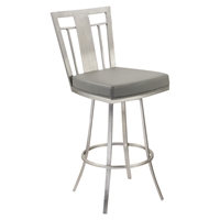 Cleo 26" Modern Swivel Barstool - Gray, Stainless Steel