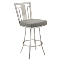 Cleo 30" Modern Swivel Barstool - Gray, Stainless Steel