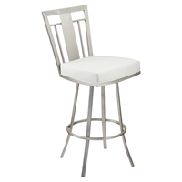 Cleo 30" Modern Swivel Barstool - White, Stainless Steel