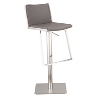 Ibiza Adjustable Barstool - Gray, Brushed Stainless Steel