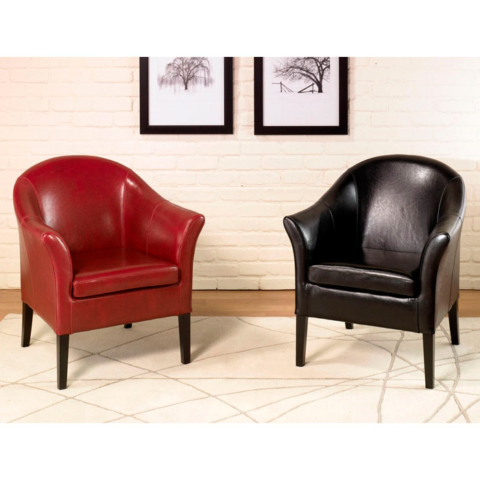 Red leather club discount chairs