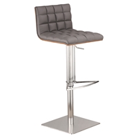 Oslo Adjustable Barstool - Gray, Brushed Stainless Steel