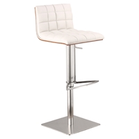 Oslo Adjustable Barstool - White, Brushed Stainless Steel