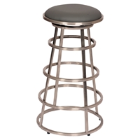 Ringo 26" Barstool - Backless, Gray Seat, Brushed Stainless Steel