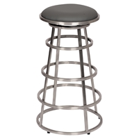 Ringo 30" Barstool - Backless, Gray Seat, Brushed Stainless Steel