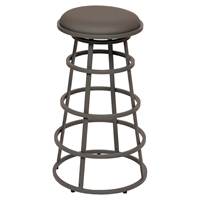 Ringo 30" Metal Barstool - Backless, Gray Seat, Brushed Stainless Steel