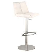 Roma Adjustable Barstool - White, Brushed Stainless Steel