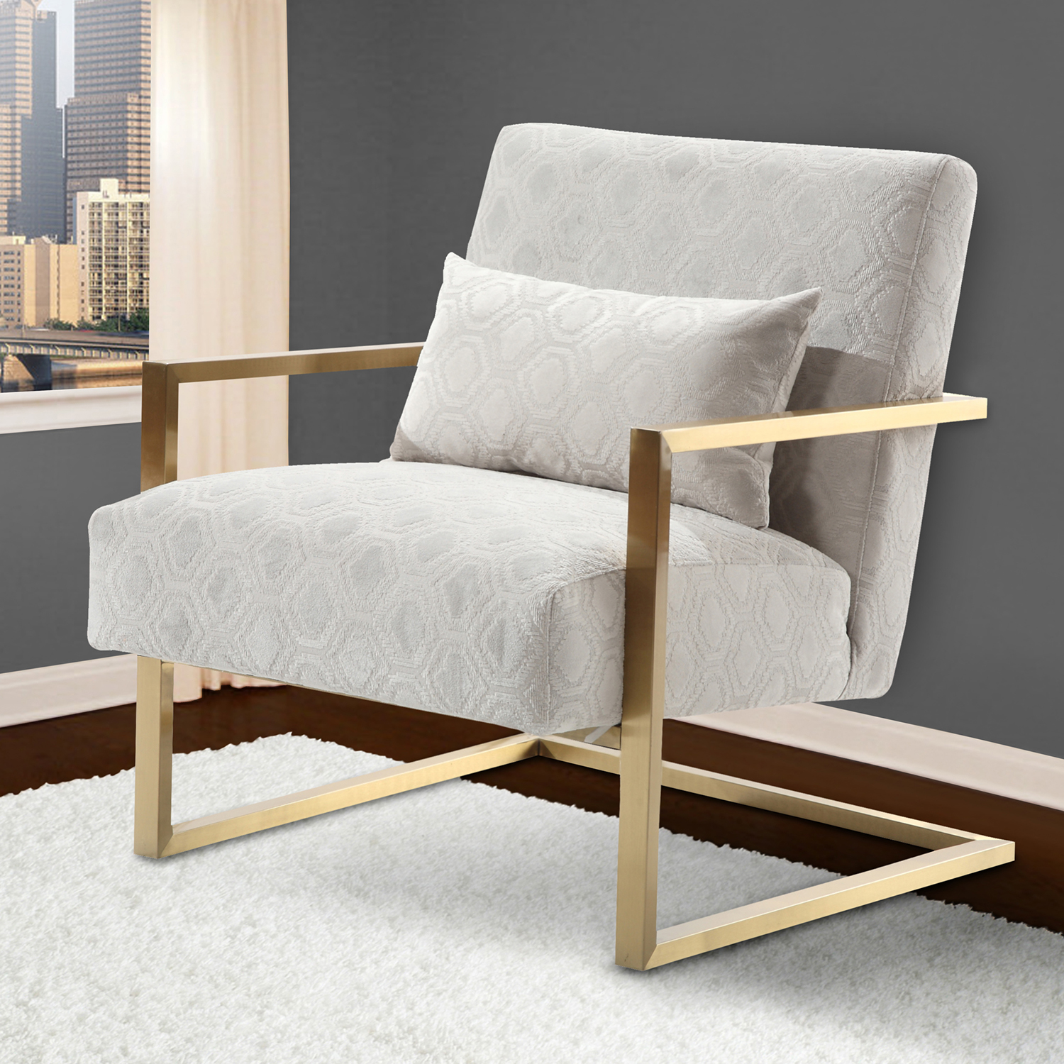 cream modern accent chair