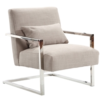 Skyline Modern Accent Chair - Gray Linen, Steel Frame