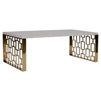 Skyline Coffee Table - White Top, Gold Metal Base