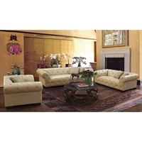 Tuxedo Sofa Set - Beige Bonded Leather