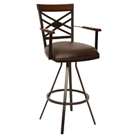 Zoe 26" Transitional Arm Barstool - Coffee, Auburn Bay Metal