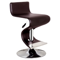 King Modern Bar Stool - Adjustable Height, Brown Leather Look