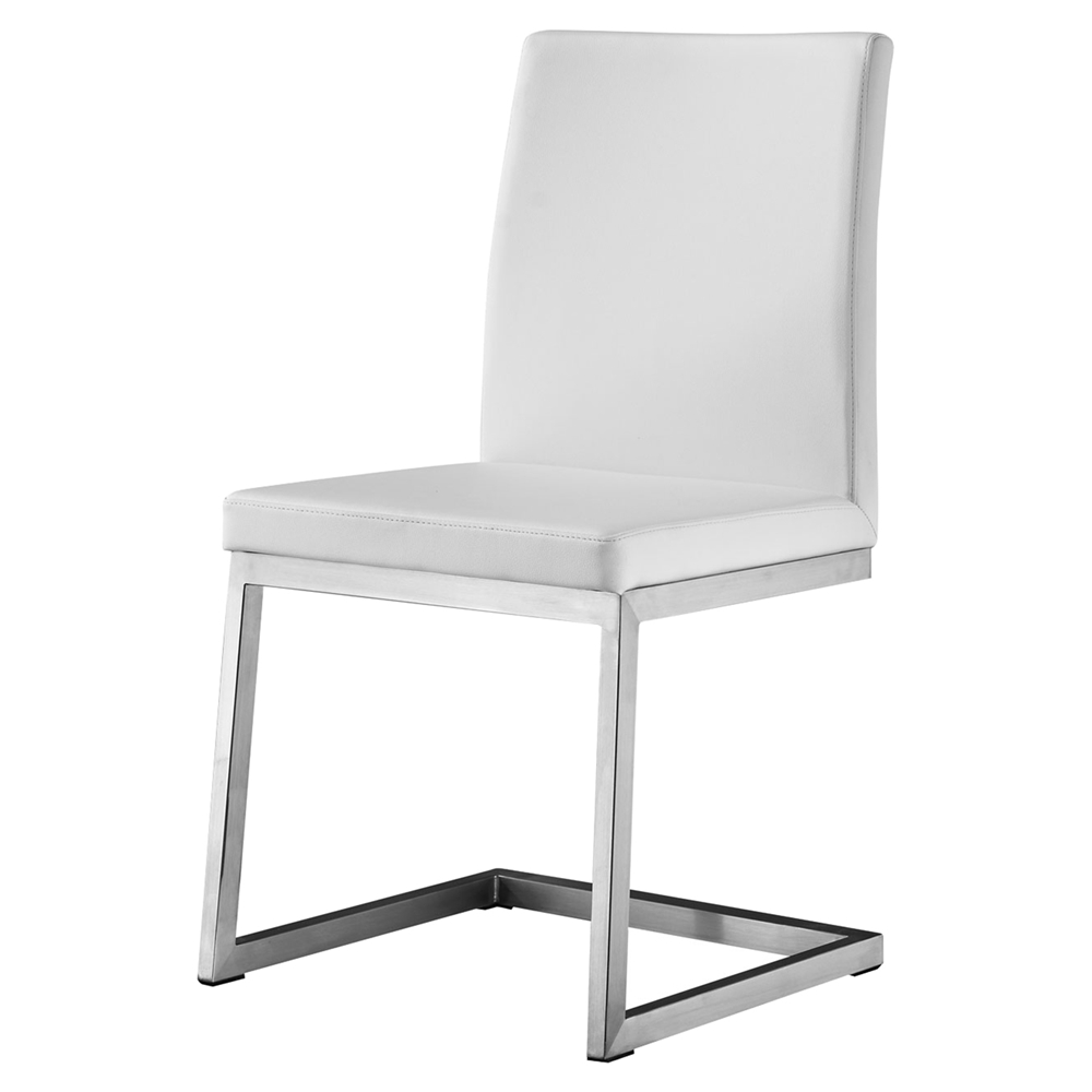 Manhattan Dining Chair White Leather Look Stainless Steel Dcg Stores