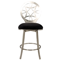 Memory Swivel Counter Stool - Laser Cut Round Back, Black, Brushed Nickel