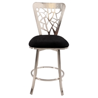 Memory Swivel Counter Stool - Laser Cut Back, Black Seat, Brushed Nickel