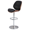 Pneumatic Swivel Stool - Black Seat, Chrome and Walnut - CI-1433-AS-BLK