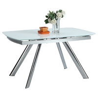 Alina Dining Table - Extension, Sloping Legs, White, Chrome