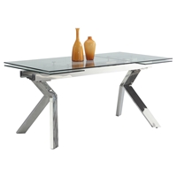 Ella Extendable Dining Table - Butterfly Legs, Tempered Clear