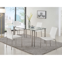 Rhonda 5 Pieces Rectangular Dining Set - Glass Top, Stackable, White