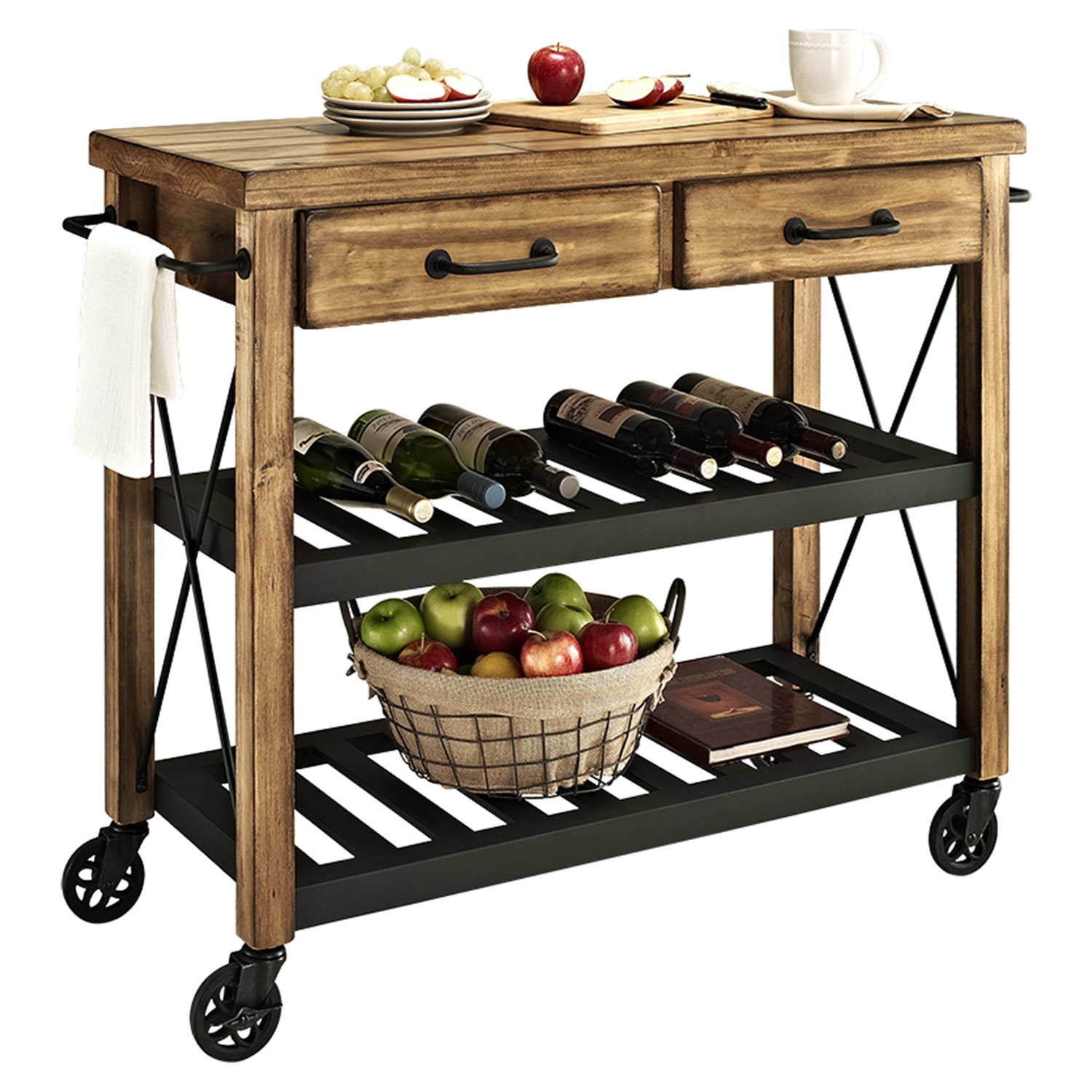 Roots Rack Industrial Kitchen Cart Natural DCG Stores   Cf3008 Na 3 