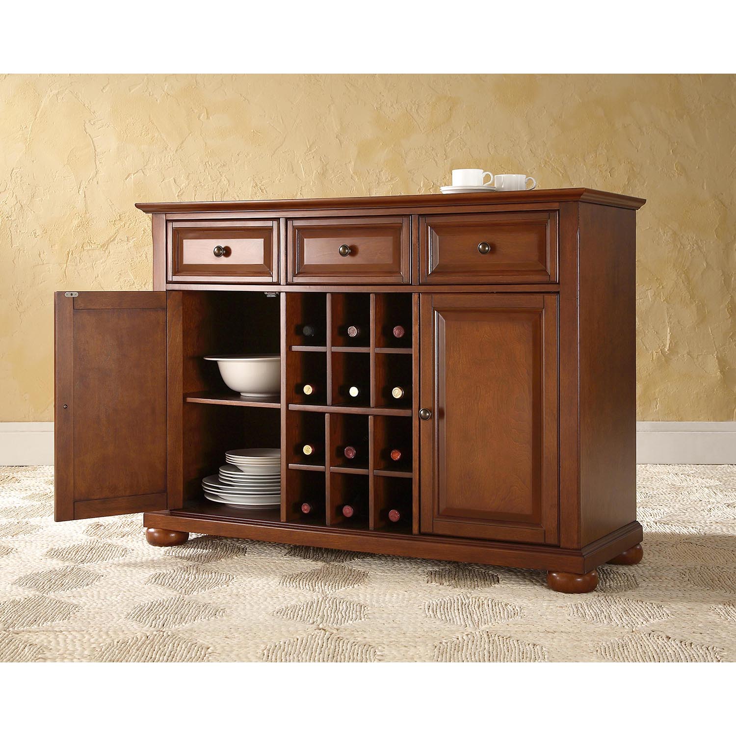 Alexandria Buffet Server Sideboard Cabinet Classic Cherry DCG Stores   Kf42001ach 3 