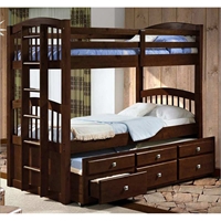 Maclean Tall Twin Spindle Bunk Bed - Storage Trundle, Dark Cappuccino