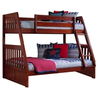 McAllister Twin Over Full Bunk Bed - Slats, Bead Board, Merlot