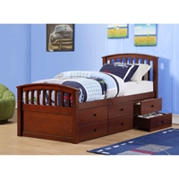 Twin Storage Bed - 6 Drawers, Cappuccino