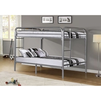 Metal Bunk Bed - Full Over Full, Silver