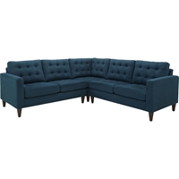 Empress 3-Piece Upholstered Fabric Sectional Sofa - Button Tufted