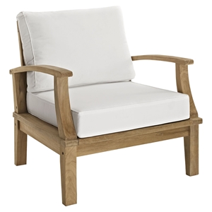 Marina Outdoor Patio Teak Armchair - Natural/White 