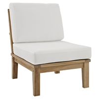Marina Outdoor Patio Teak Chair - Armless, Natural/White