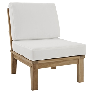 Marina Outdoor Patio Teak Chair - Armless, Natural/White 