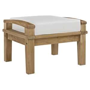 Marina Outdoor Patio Ottoman - Natural/White 